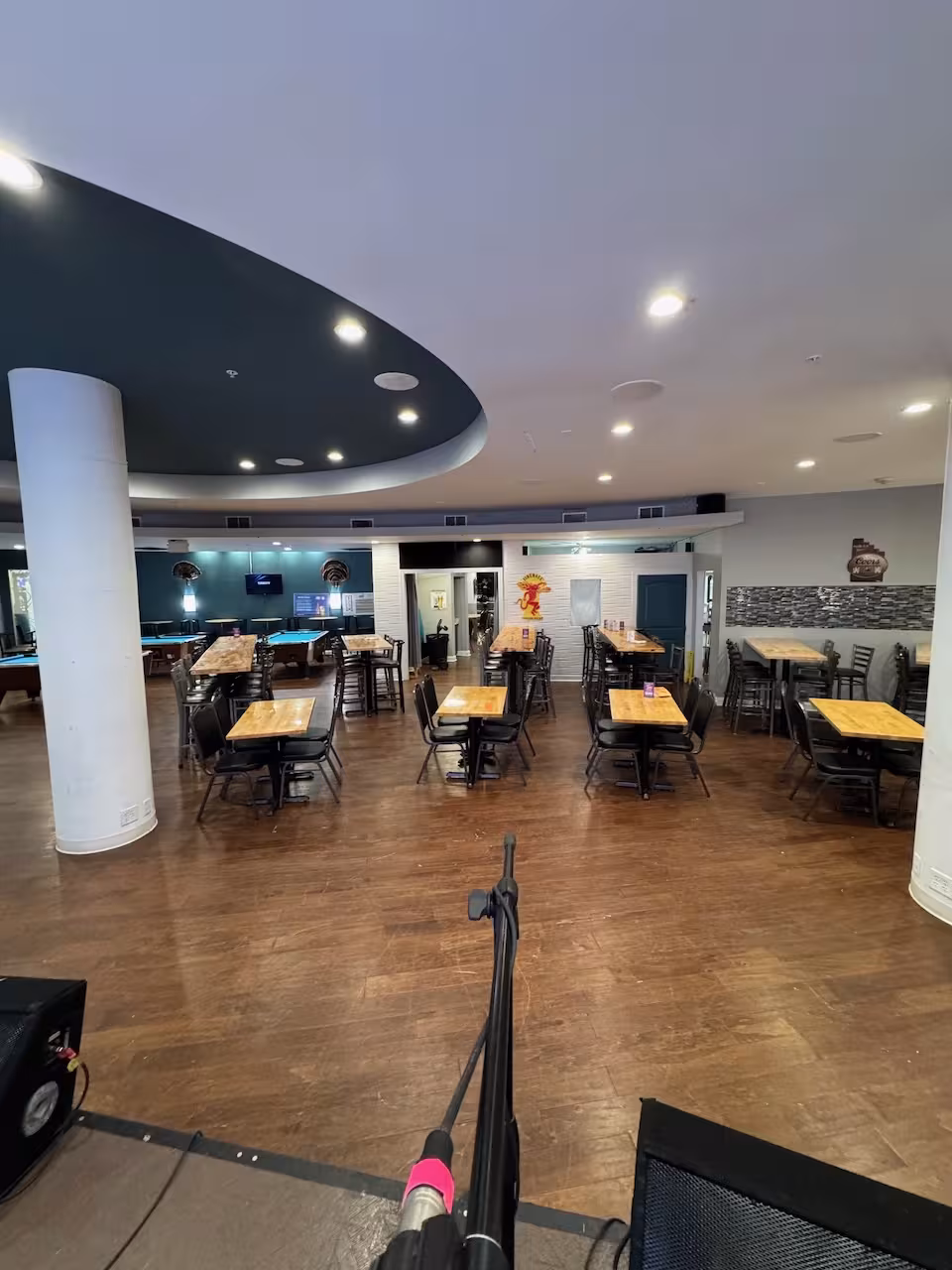 Inside the Video Wall Room at the Arc Light Bar & Grill Inside the Clarion Hotel at 441 Rio Concho Dr.